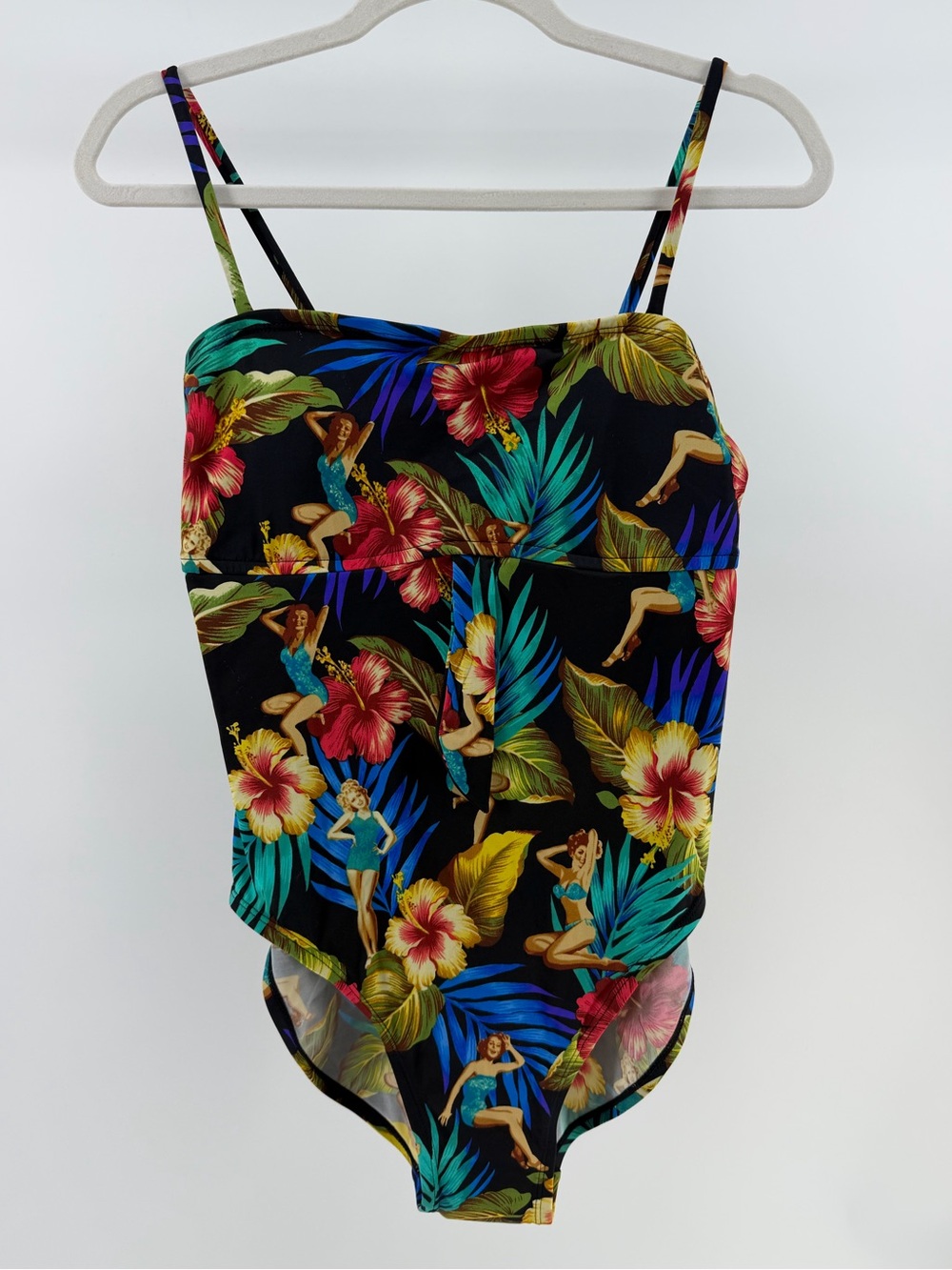 NWT Vintage Kathy Ireland Tropic Sunset Printed One Piece Swimsuit, Women's 16